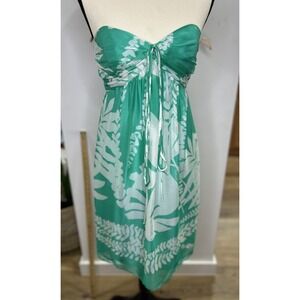 Milly of new york 100% silk summer beachy halter Size 4 Green color dress